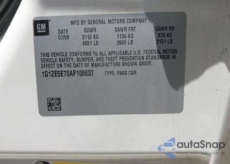 2010 Chevrolet Malibu Ltz z USA, uszkodzony, nr VIN 1G1ZE5E70AF108637